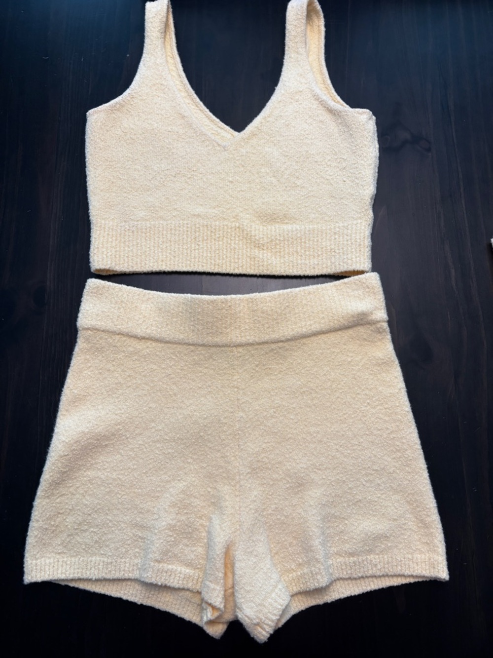 J. Crew Yellow Bouclé Set -Includes: Cardigan, Shorts, and Sweater tank.
